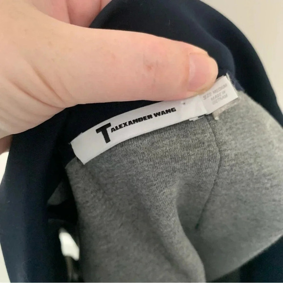 T Alexander Wang Jersey Bonded Neoprene Box Pleat  Skirt Navy M - Picture 5 of 11